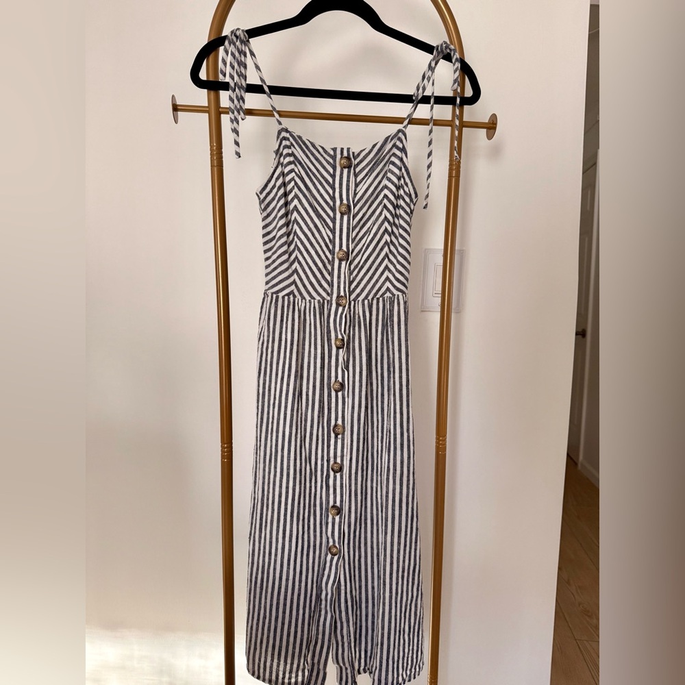 Miss Selfridge Black and White Striped Maxi Dress